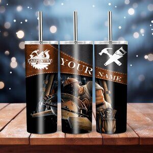 Construction Worker 20oz Tumbler, Carpentry Travel Coffee Mug, Gift For Him